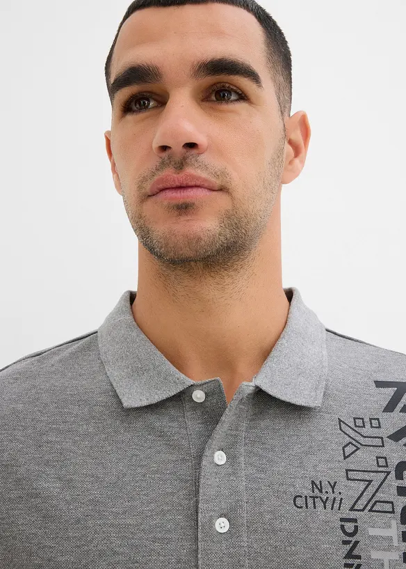 Polo a maniche corte in piquet di puro cotone, slim fit, bonprix