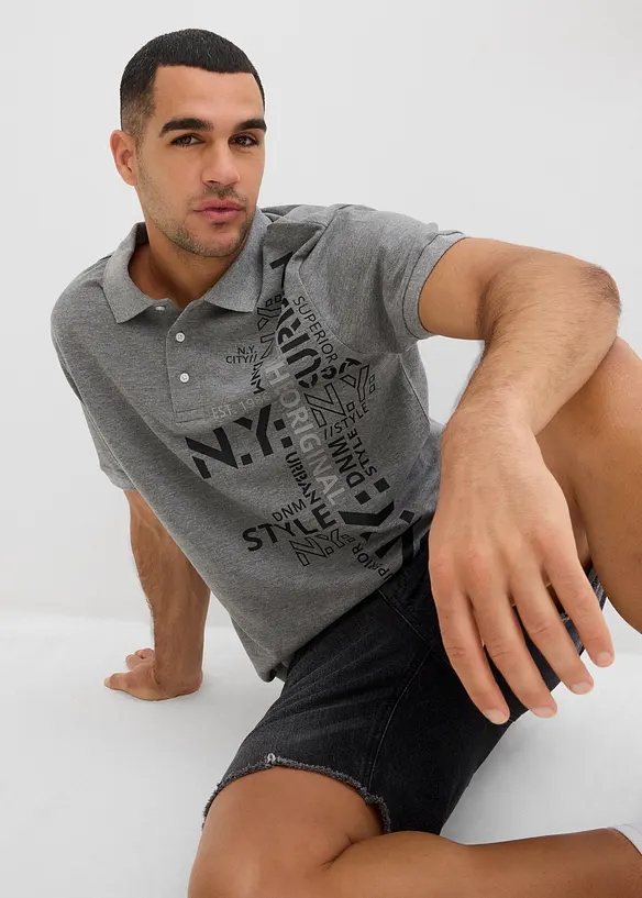 Polo a maniche corte in piquet di puro cotone, slim fit, bonprix