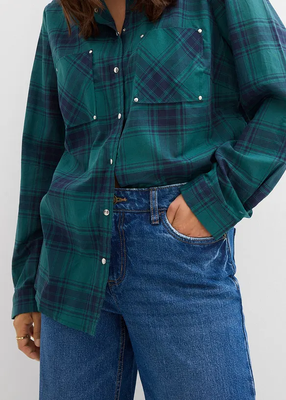Jeans straight loose, vita media, bonprix