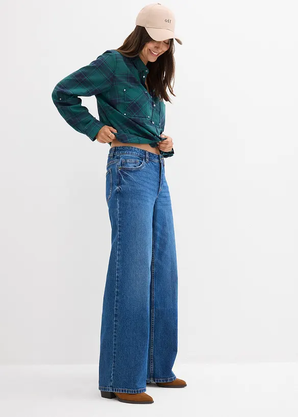Jeans straight loose, vita media, bonprix
