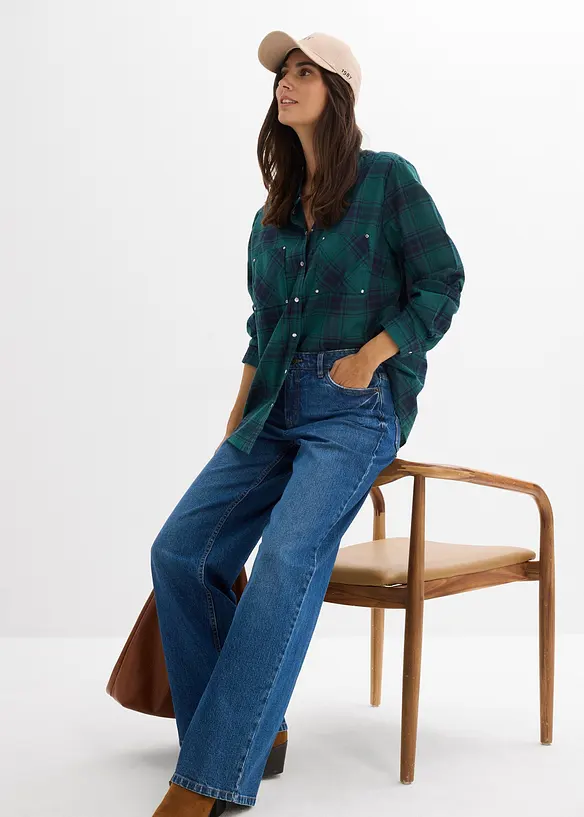 Jeans straight loose, vita media, bonprix