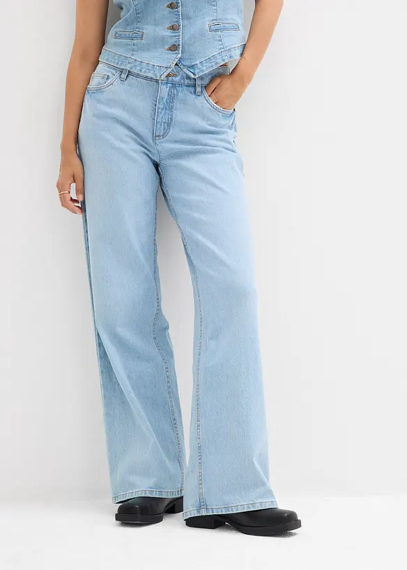 Jeans straight loose, vita media, bonprix