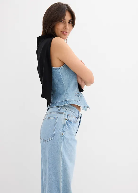 Jeans straight loose, vita media, bonprix