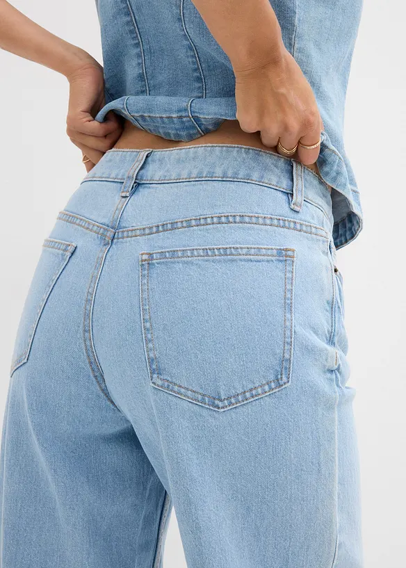 Jeans straight loose, vita media, bonprix