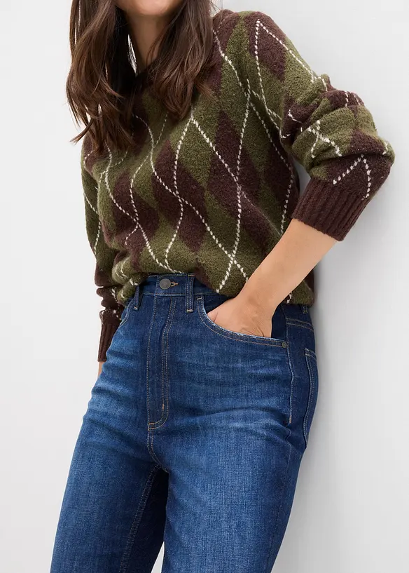 Jeans skinny cropped, vita alta, bonprix