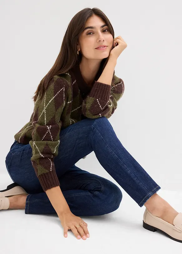 Jeans skinny cropped, vita alta, bonprix