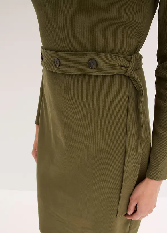 Abito midi in misto cotone elasticizzato, bonprix