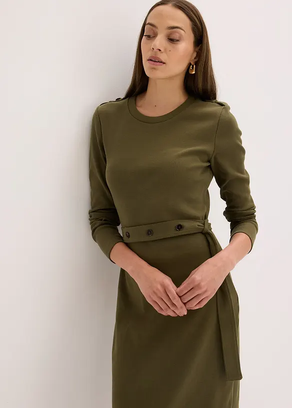 Abito midi in misto cotone elasticizzato, bonprix