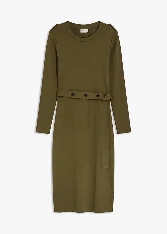 Abito midi in misto cotone elasticizzato, bonprix