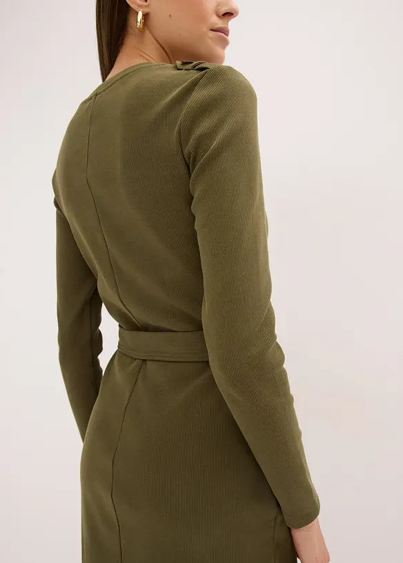 Abito midi in misto cotone elasticizzato, bonprix