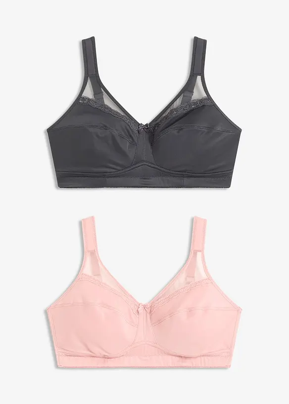 Reggiseno contenitivo senza ferretto con spalline imbottite (pacco da 2), bonprix