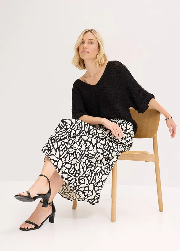 Gonna midi in popeline di cotone, bonprix