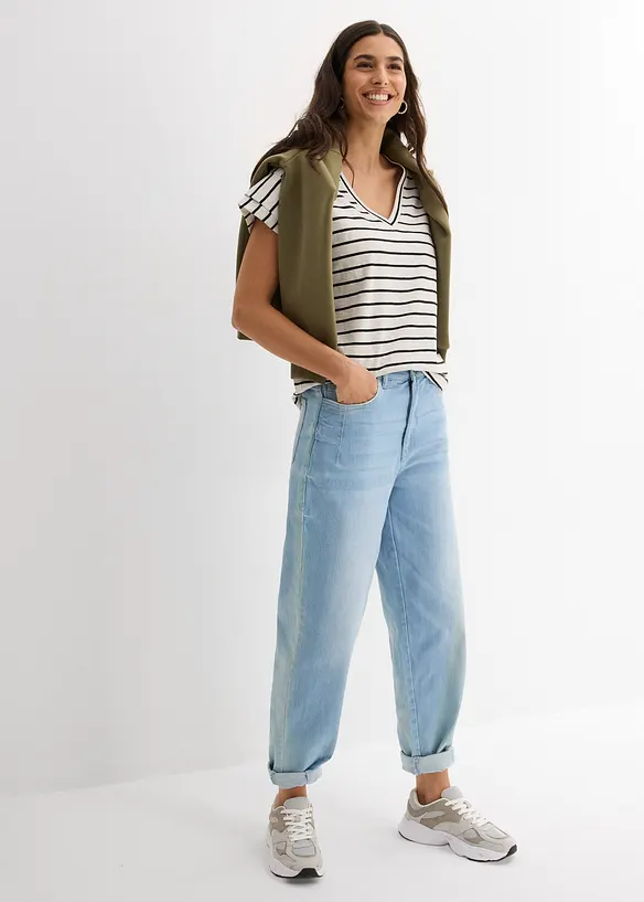 Maglia a righe con maniche a volant, bonprix