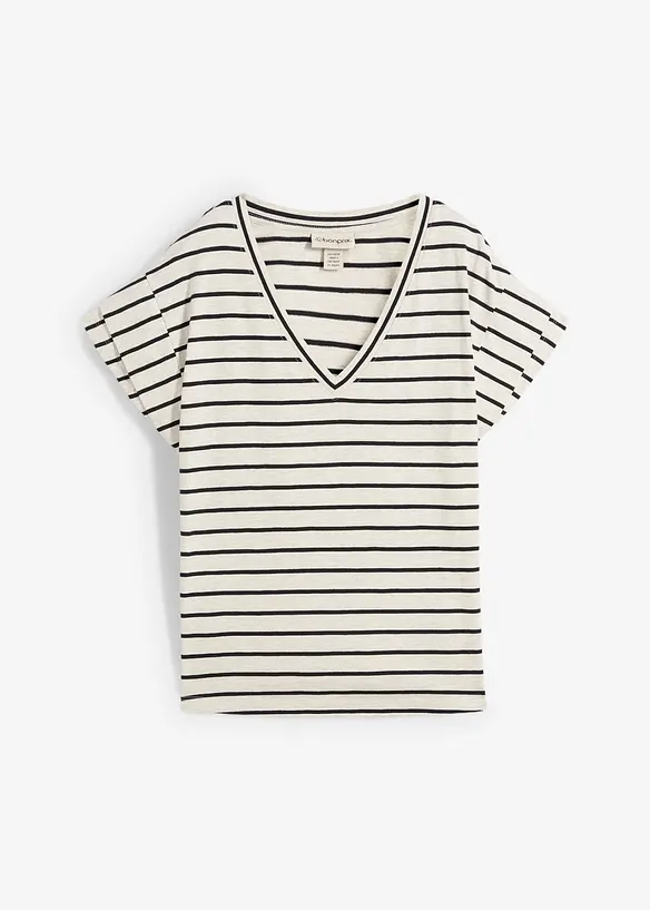Maglia a righe con maniche a volant, bonprix