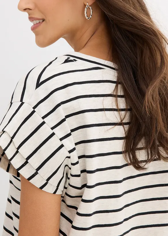 Maglia a righe con maniche a volant, bonprix