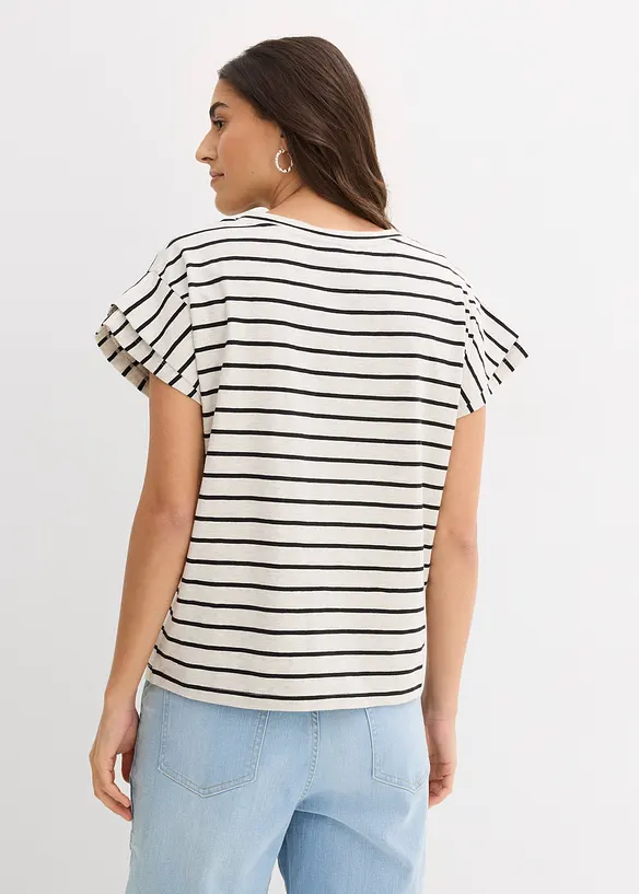 Maglia a righe con maniche a volant, bonprix