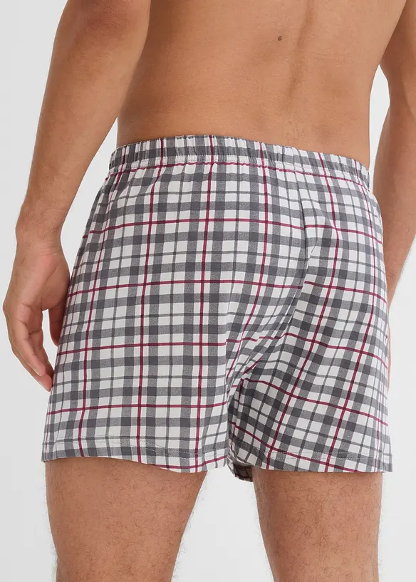 Boxer larghi in jersey di cotone a quadretti (pacco da 3), bonprix
