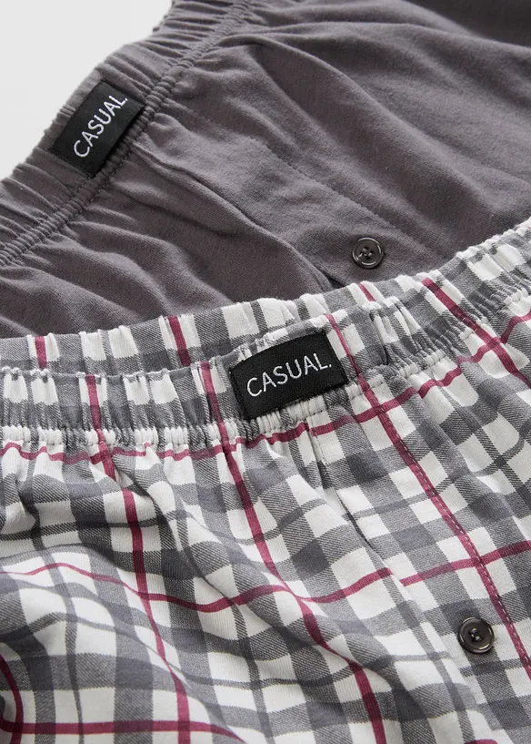 Boxer larghi in jersey di cotone a quadretti (pacco da 3), bonprix