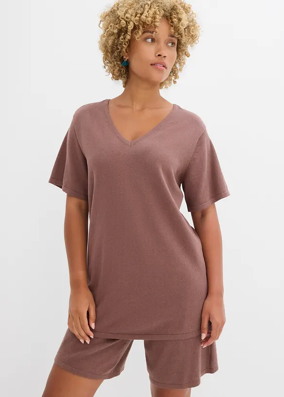 Maglia in fine misto cotone e lino, bonprix