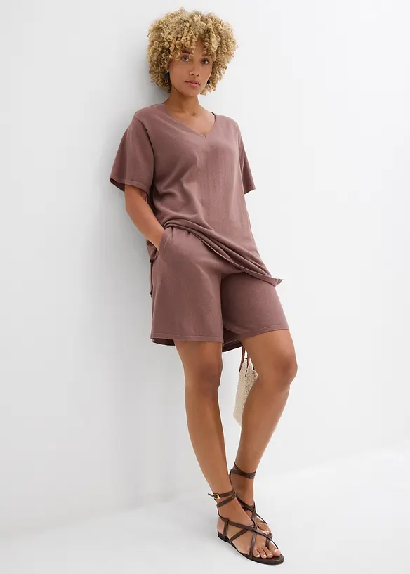 Maglia in fine misto cotone e lino, bonprix