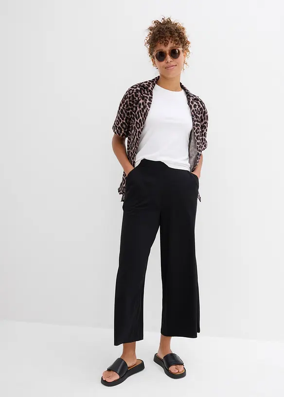 Pantaloni cropped elasticizzati in cotone biologico, bonprix