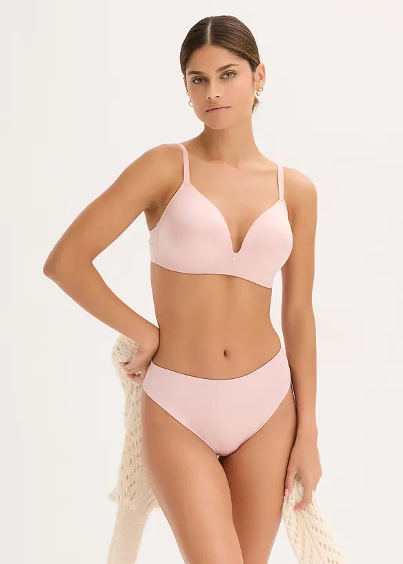 Reggiseno con coppe preformate senza ferretto in materiale lucido, bonprix