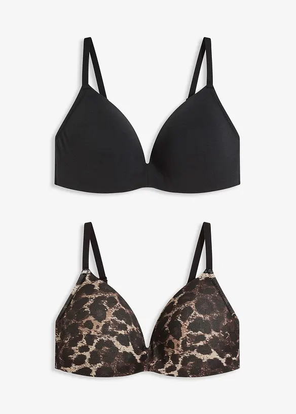 Reggiseno senza ferretto con coppe preformate e cotone (pacco da 2), bonprix