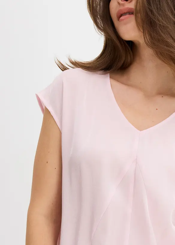 Blusa a maniche corte in satin lucido, bonprix