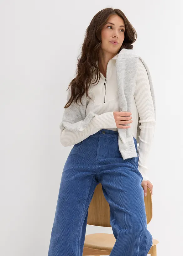 Pantaloni in velluto di misto cotone elasticizzato, bonprix