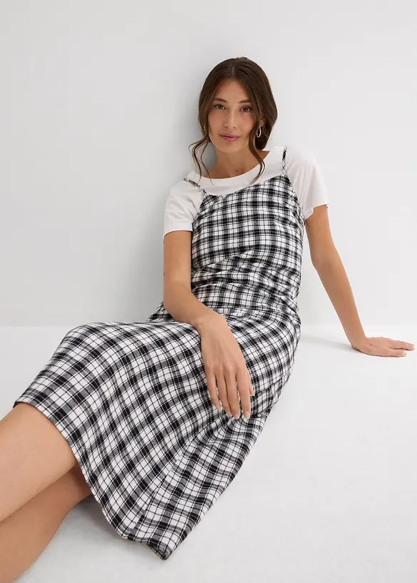 Abito con spalline in flanella di puro cotone, bonprix