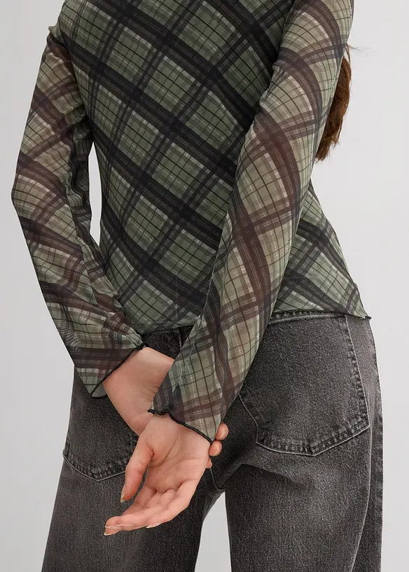 Maglia a maniche lunghe in mesh fine, bonprix