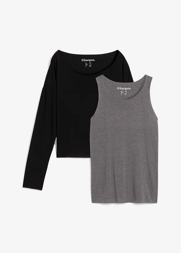 Top e maglia a maniche lunghe in jersey (set 2 pezzi), bonprix