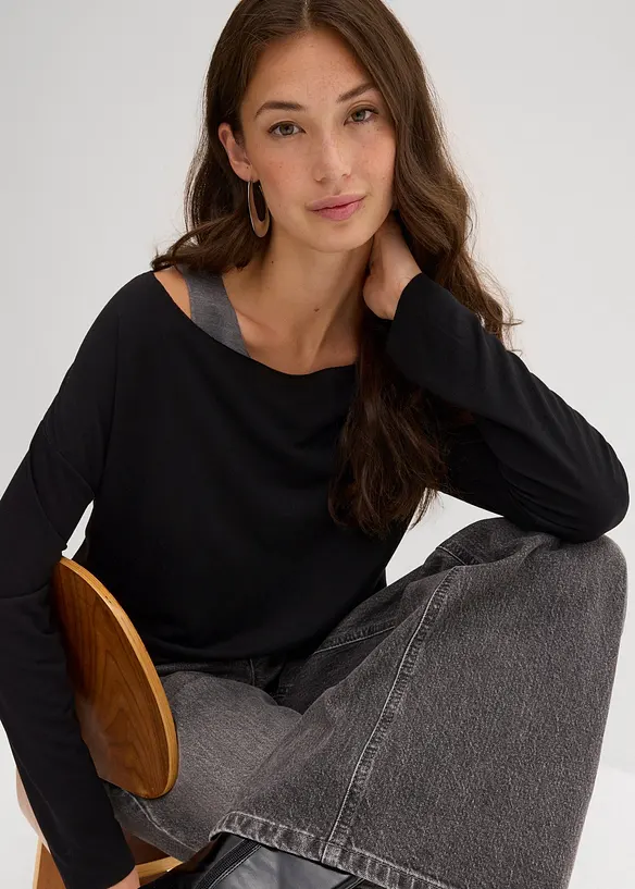 Top e maglia a maniche lunghe in jersey (set 2 pezzi), bonprix