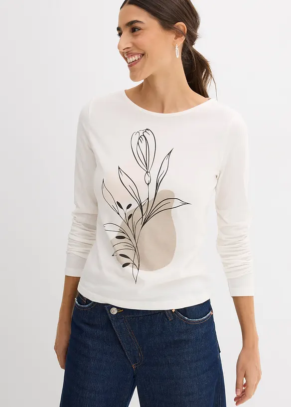 Maglia a maniche lunghe in puro cotone, bonprix