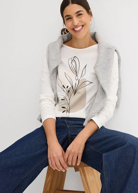 Maglia a maniche lunghe in puro cotone, bonprix