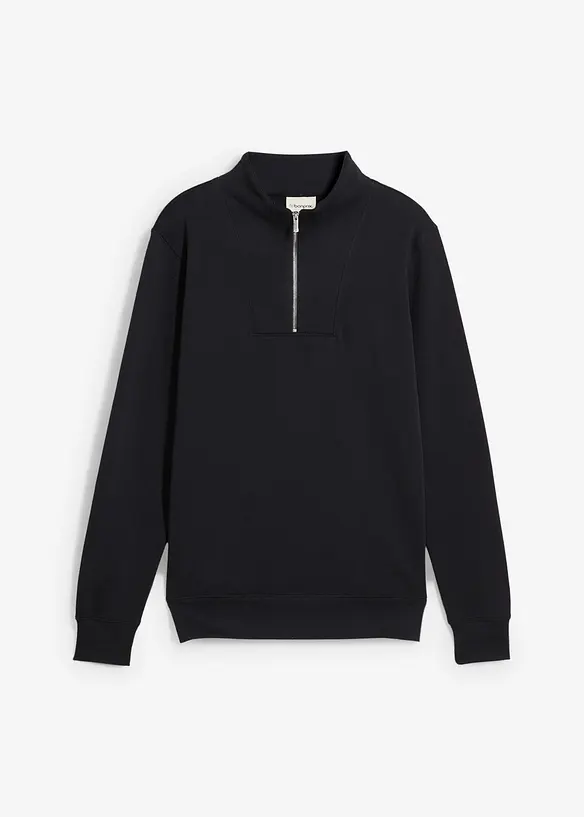 Felpa con mezza zip in puro cotone biologico, bonprix