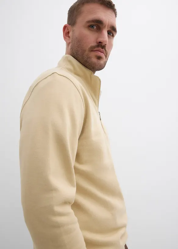 Felpa con mezza zip in puro cotone biologico, bonprix