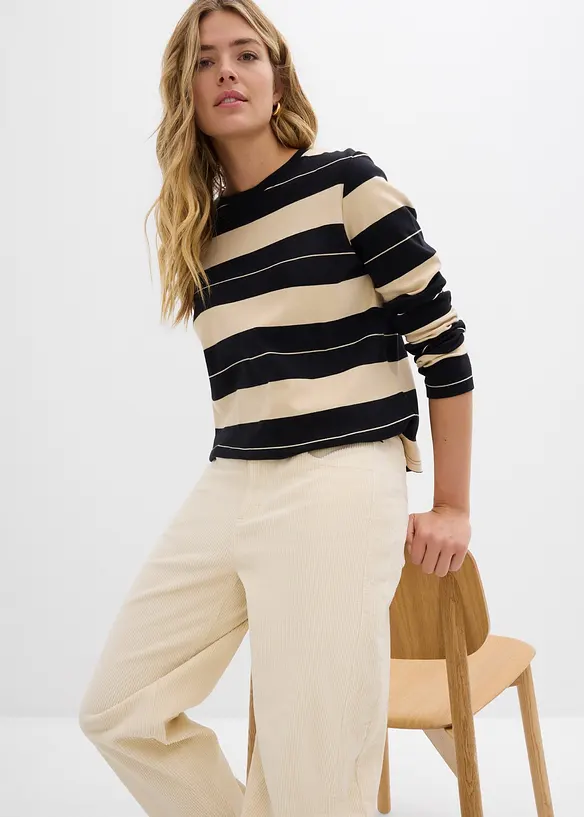 Pantaloni modello barrel in velluto a coste, bonprix