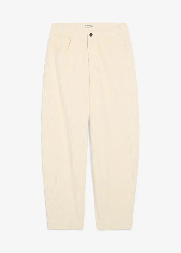Pantaloni modello barrel in velluto a coste, bonprix