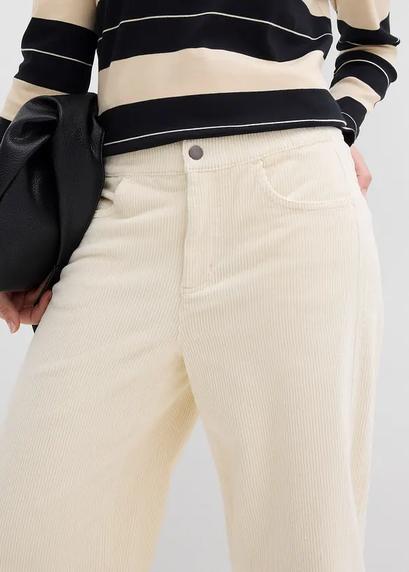 Pantaloni modello barrel in velluto a coste, bonprix