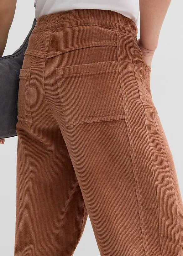 Pantaloni modello barrel in velluto a coste, bonprix