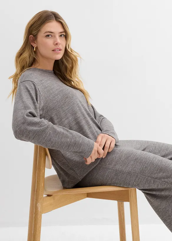 Felpa lunga effetto maglia, bonprix