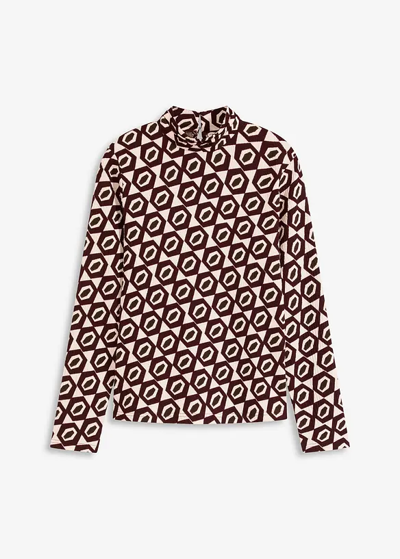 Maglia con colletto alto in tessuto strutturato, bonprix