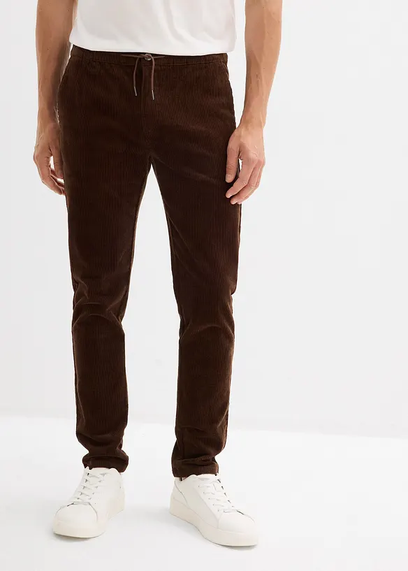 Pantaloni elasticizzati di velluto con elastico in vita, regular fit, bonprix