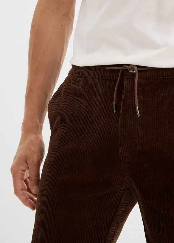 Pantaloni elasticizzati di velluto con elastico in vita, regular fit, bonprix
