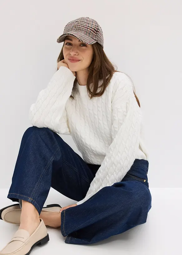 Jeans wide leg, vita media, bonprix