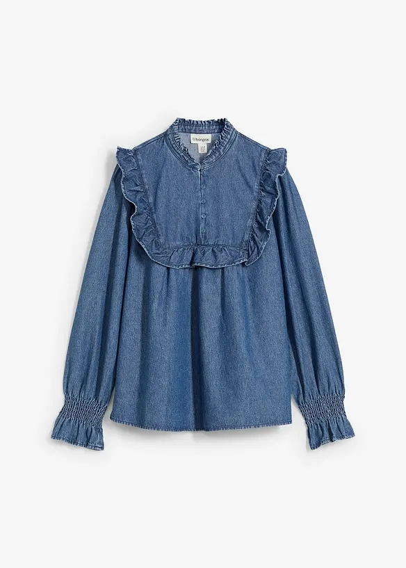 Camicia di jeans con ruches, bonprix