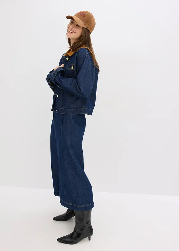 Giacca di jeans con colletto in velluto, bonprix