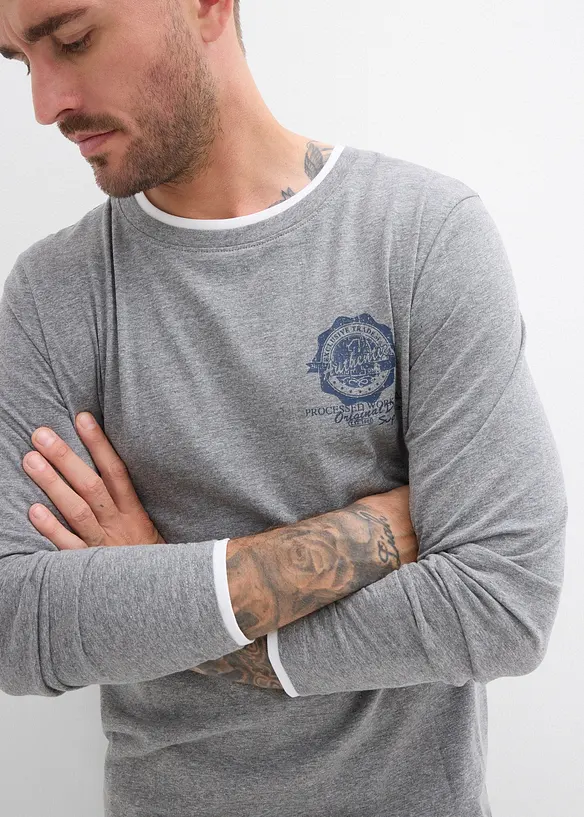Maglia a maniche lunghe con effetto 2 in 1, bonprix