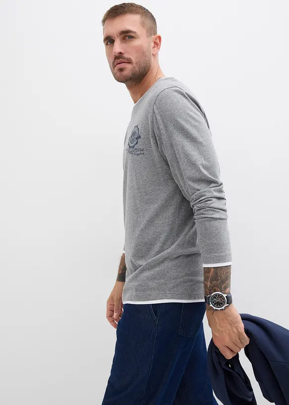 Maglia a maniche lunghe con effetto 2 in 1, bonprix